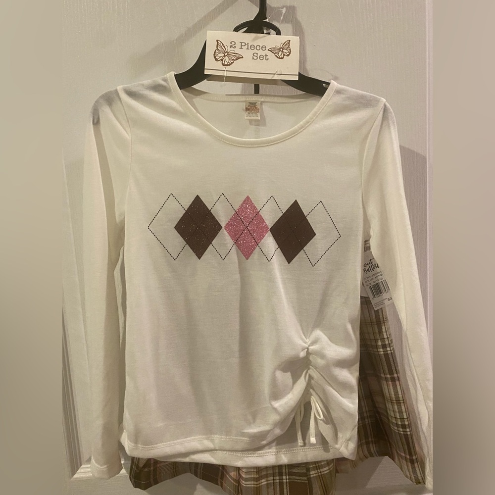 Argyle design 2 piece set skirt and top new with tags